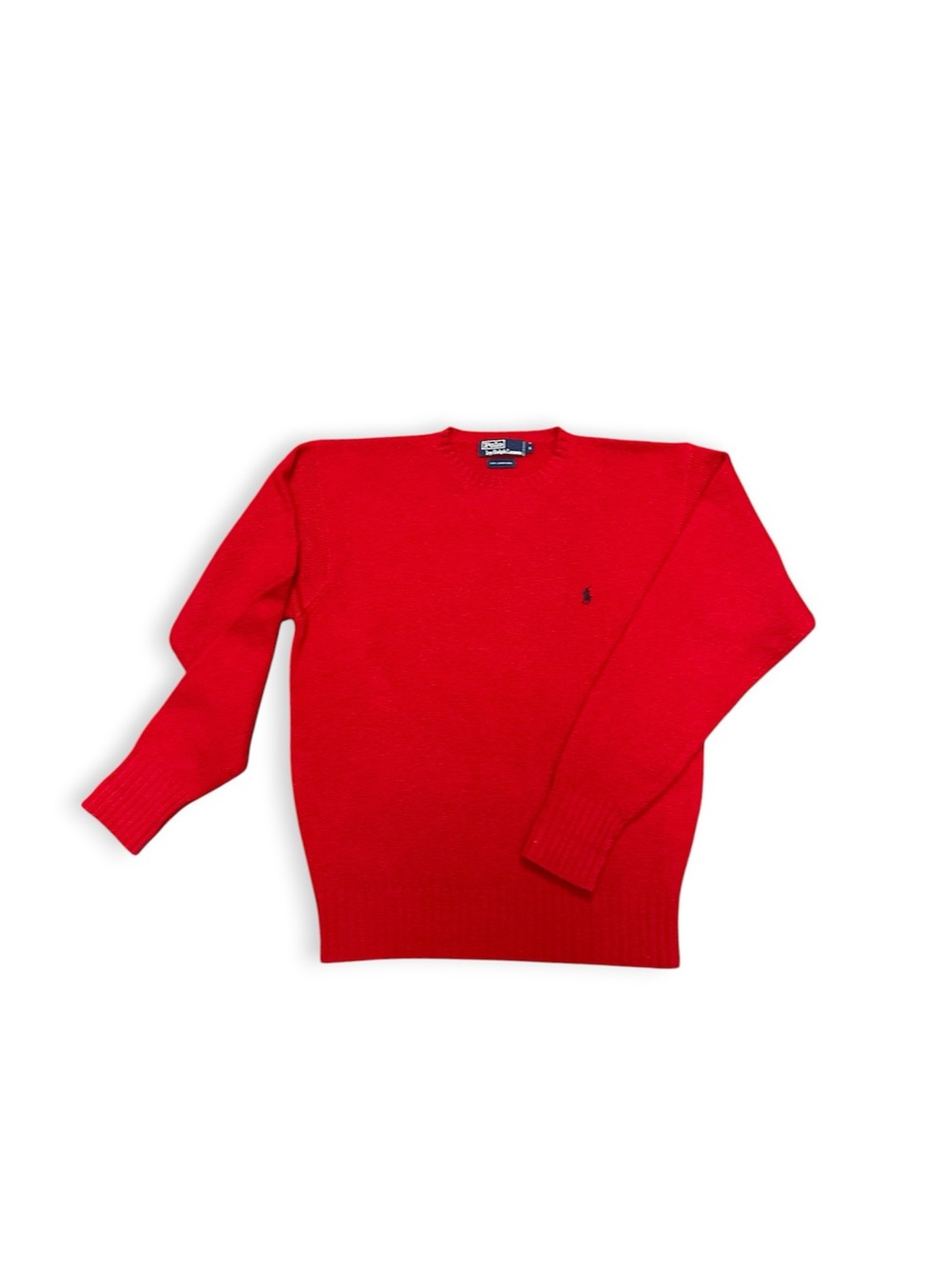 VINTAGE Polo Ralph Lauren Men's Red Lambswool Knit Crew Neck Pullover Sweater S